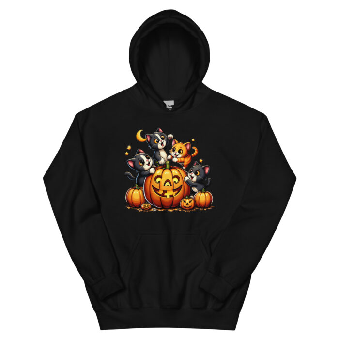 Kittens and Pumpkins Unisex Wacky Hoodie - Image 2