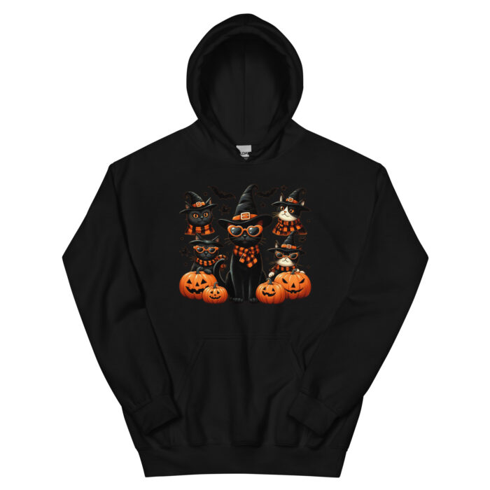 Spooky Cat Squad Unisex Wacky Hoodie - Image 2