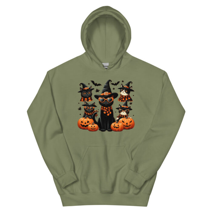 Spooky Cat Squad Unisex Wacky Hoodie - Image 10